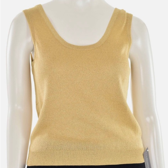 St John Basic Santana Knit Tank Blouse Top Gold Size Large - Picture 1 of 8